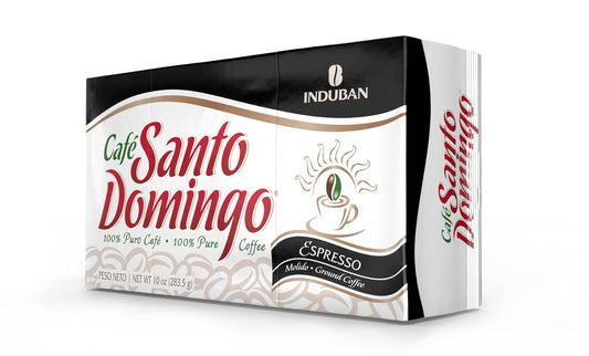Santo Domingo Coffee Espresso, 10 oz Vacuum Bag, Ground Coffee, Dark Roast - Product from the Dominican Republic (Pack of 2)