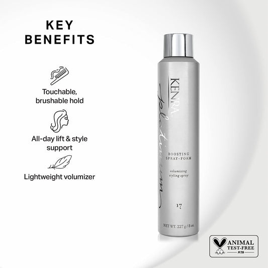 Kenra Platinum Boosting Spray-Foam 17 | Volumizing Styling Spray | Touchable, Brushable Hold | All-Day Lift & Style Support | Lightweight Volumizer | All Hair Types