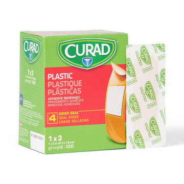 Curad Plastic Adhesive Bandages 1" X 3", Not Made From Natural Rubber Latex, Box Of 100