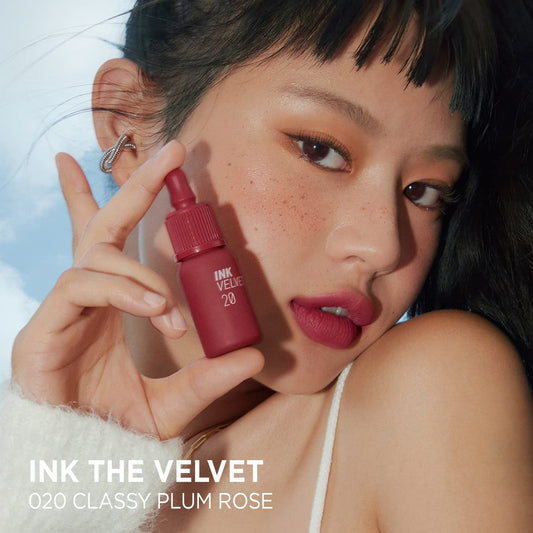 Peripera Ink The Velvet Lip Tint - High Pigment Color, Longwear, Weightless, Not Animal Tested, Gluten-Free, Paraben-Free (020 Classy Plum Rose)