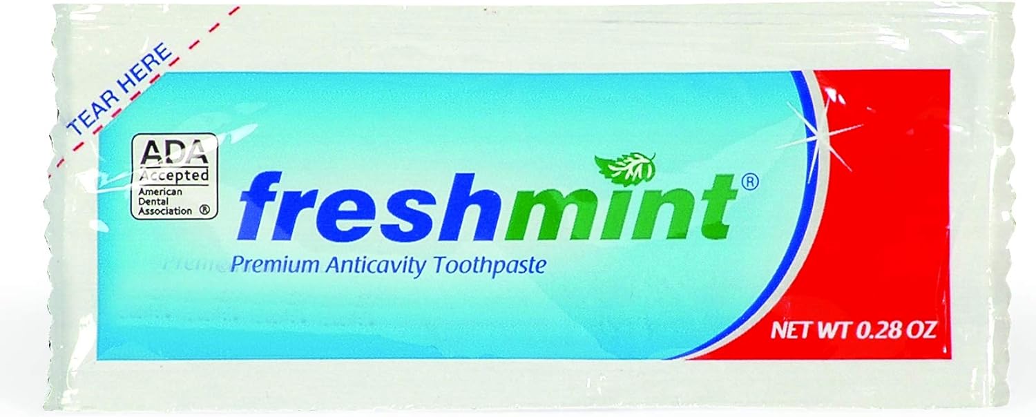 Freshmint® 1,000 Packets of 0.28 oz. Single use Premium Anticavity Fluoride Toothpaste Packet (ADA Accepted)