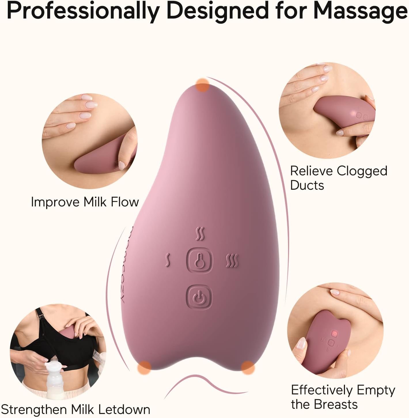 Momcozy Warming Lactation Massager 2-in-1, Soft Breast Massager for Breastfeeding, Heat + Vibration Adjustable for Clogged Ducts, Improve Milk Flow, Engorgement : Baby