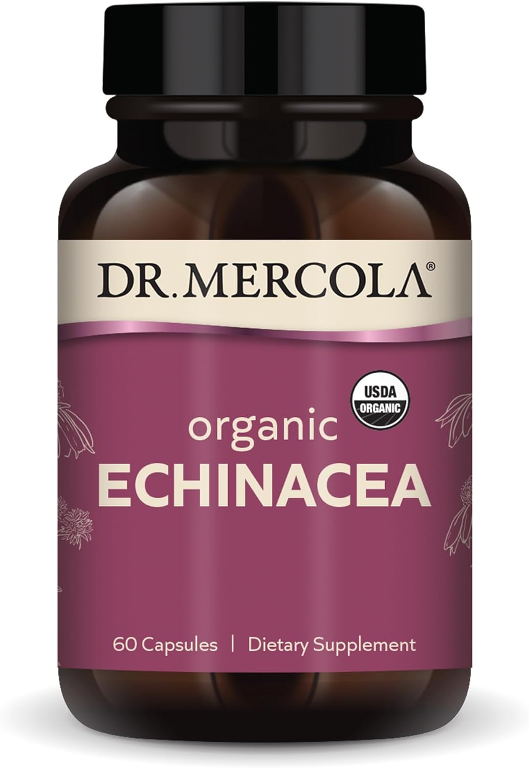 Dr. Mercola Organic Echinacea, 30 Servings (60 Capsules), Dietary Supplement, Supports Immune Health, Non-GMO, Certified USDA Organic