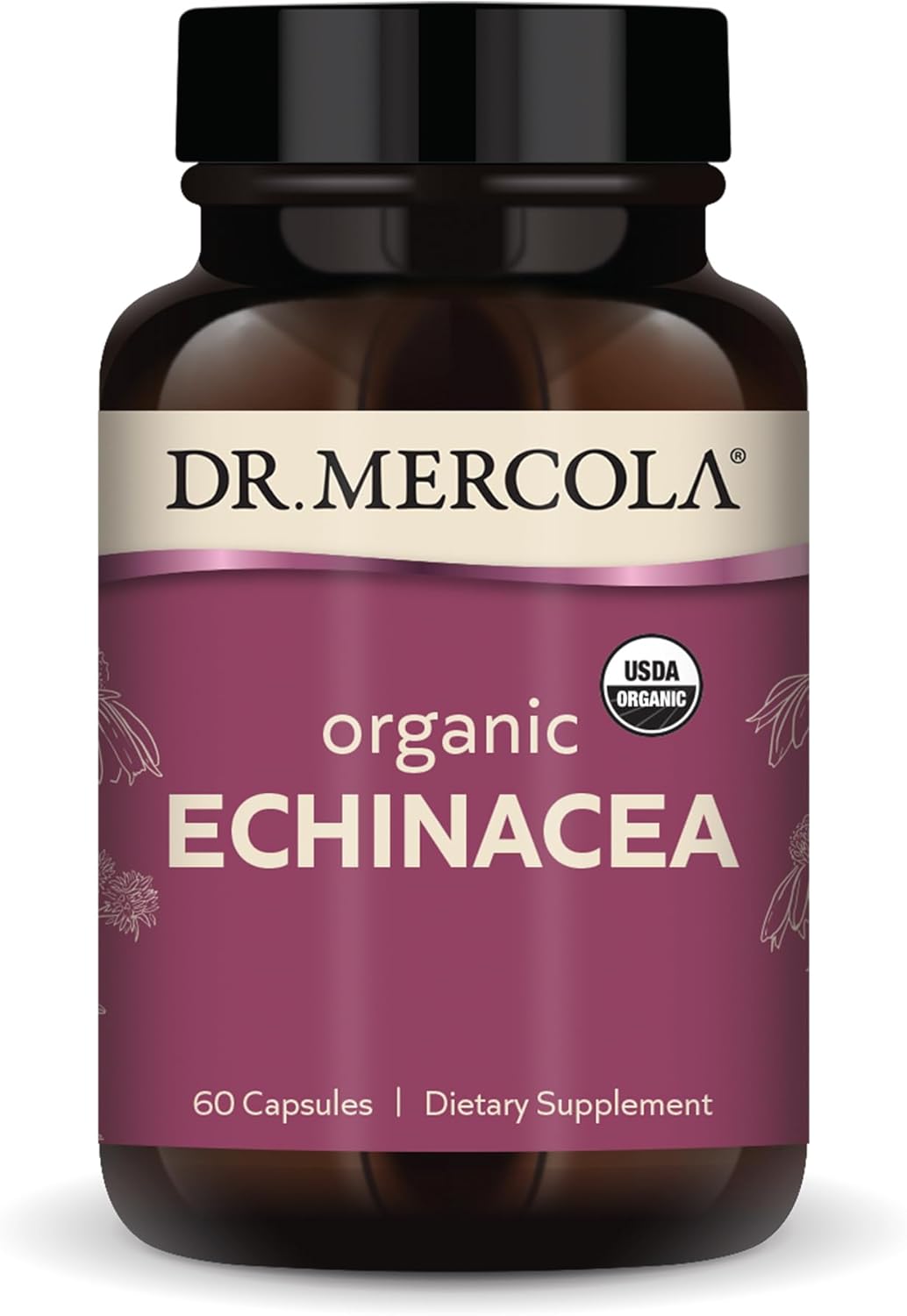 Dr. Mercola Organic Echinacea, 30 Servings (60 Capsules), Dietary Supplement, Supports Immune Health, Non-Gmo, Certified Usda Organic