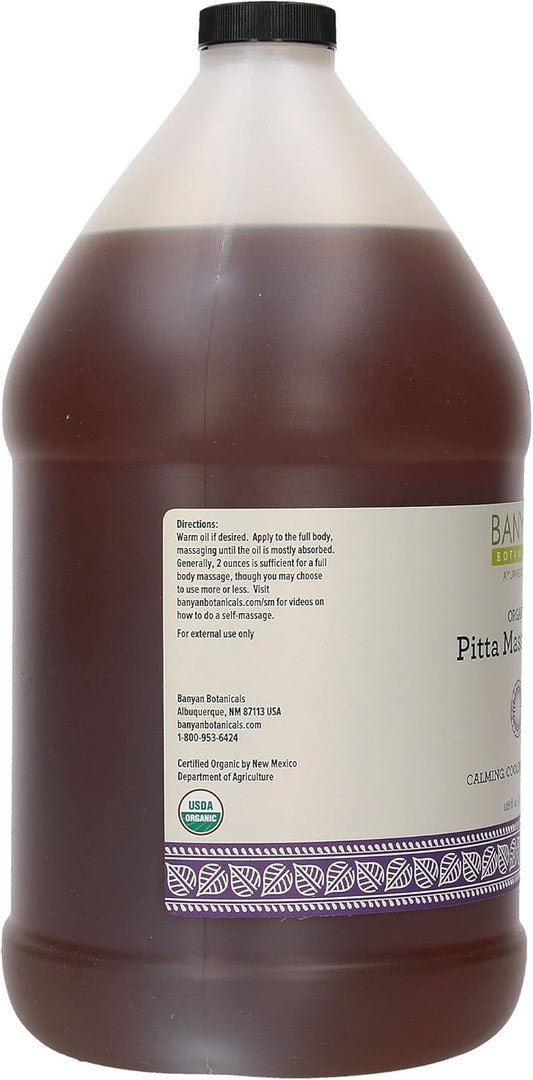 Banyan Botanicals Pitta Massage Oil – Organic Self Massage Abhyanga Oil with Brahmi Guduchi ­­Manjistha – Soothing Cooling Massage Oil for Relaxation & Calm – 128 – Non GMO Sustainably Sourced Vegan