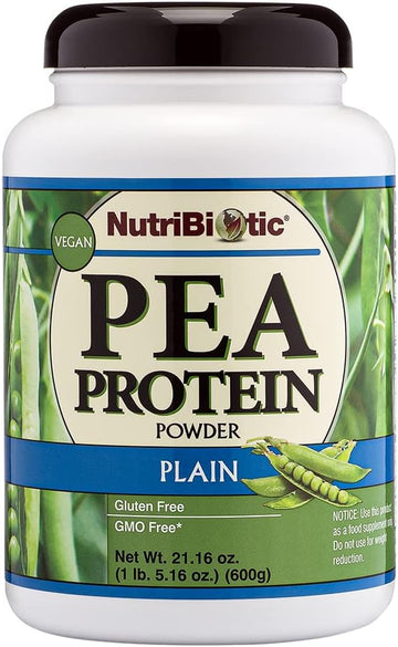 NutriBiotic Pea Protein Plain, 21 Oz | Low Carb Vegan Plant Protein Po