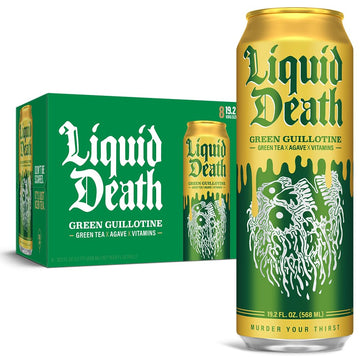 Liquid Death Iced Green Tea, Green Guillotine, 19.2Oz King Size Cans (8-Pack)