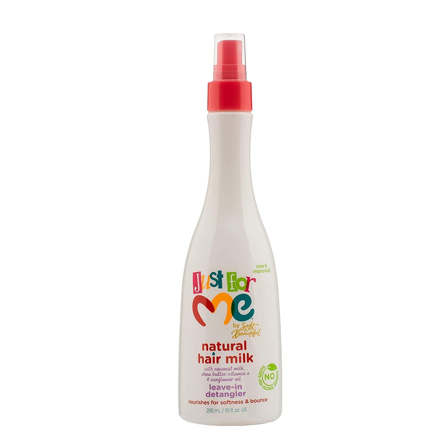 Just For Me Natural Hair Milk Detangler - Detangles & Helps Prevent Breakage, For All Hair Textures, Contains Coconut Milk, Shea Butter & Sunflower Oil, Restores Moisture, Flexibility, Shine, 10 Oz
