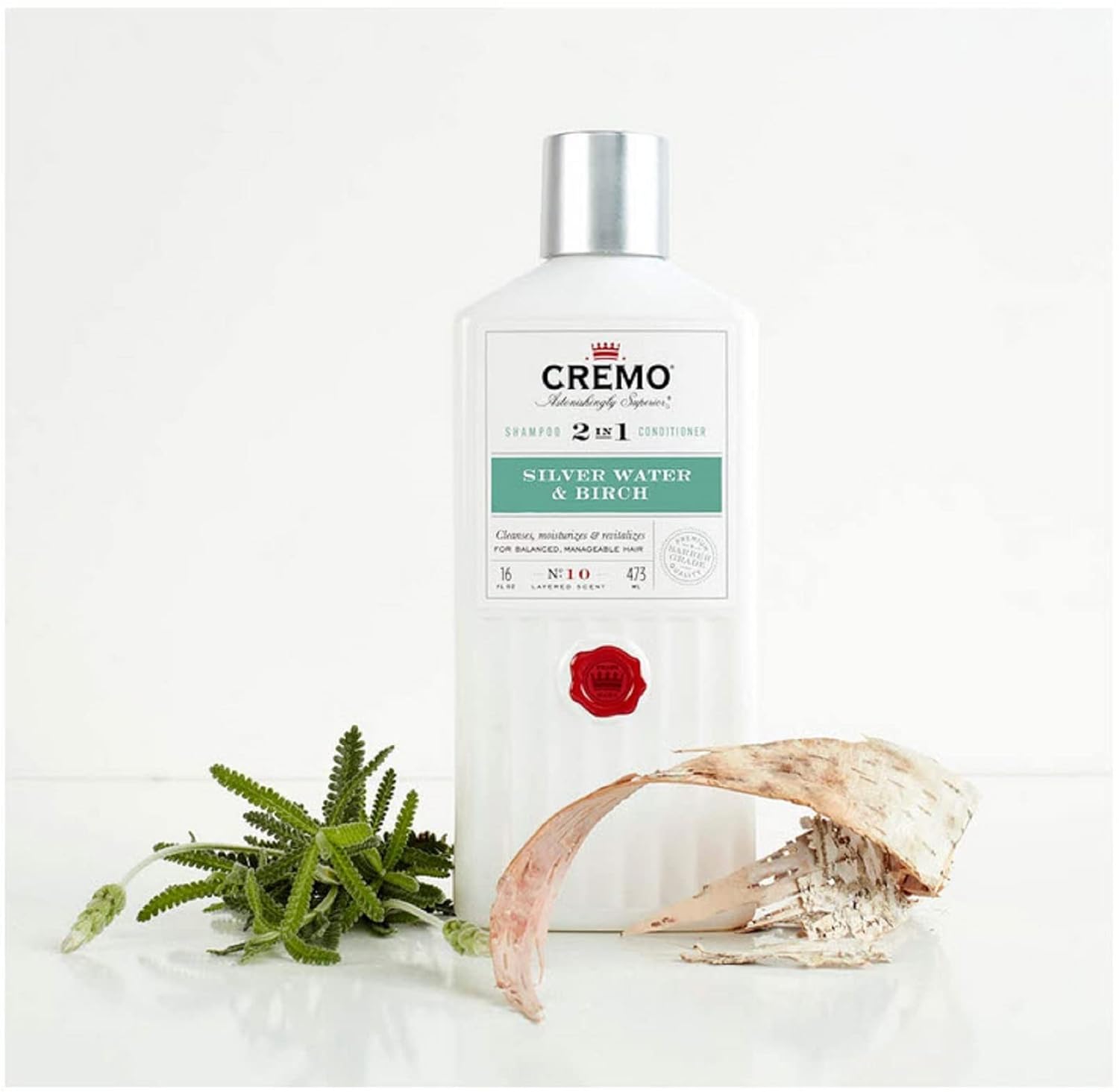 Cremo Barber Grade Silver Water & Birch 2-in-1 Shampoo & Conditioner, 16 Fl Oz (2-Pack) : Beauty & Personal Care