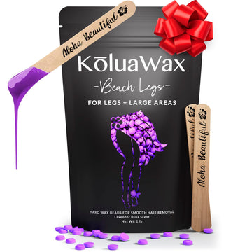 Koluawax Hard Wax Beads For Hair Removal – Coarse Hair Formula – Face, Brazilian, Underarms, Back Chest, Bikini Waxing – Lavender Bliss, 1Lb Refill For Wax Warmers & 10 Large Applicator Sticks