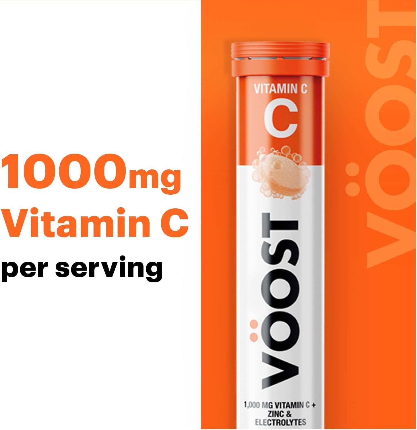 Voost, Vitamin C with Zinc and Electrolytes, 1000mg, Immune Support*, Effervescent Vitamin Drink Tablet, No Sugar + Low Calorie Supplement, Blood Orange Flavor, 40 Count : Health & Household