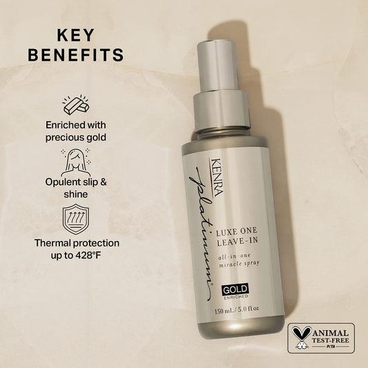 Kenra Platinum Luxe One Leave-In | All-In One Miracle Spray | Enriched With Precious Gold | Opulent Slip & Shine | Thermal/Heat Protection | Medium To Coarse Hair
