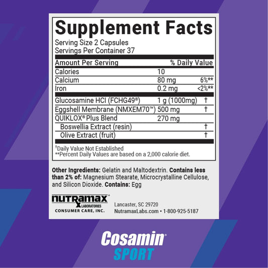 Cosamin® Sport, Formulated To Improve Joint And Muscle Comfort After Exercise, 74 Capsules