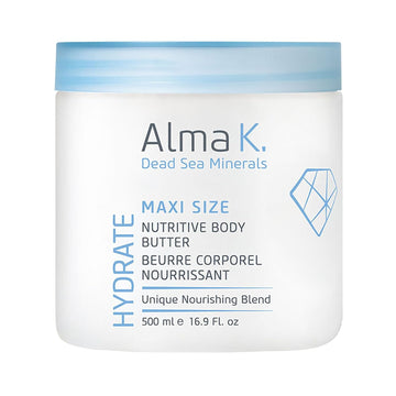 Alma K Nutritive Body Butter - Deep Hydration Body Cream Skin Care - Shea Butter Lotion With Dead Sea Minerals, Vitamin E - All Skin Types - 8.45 Oz
