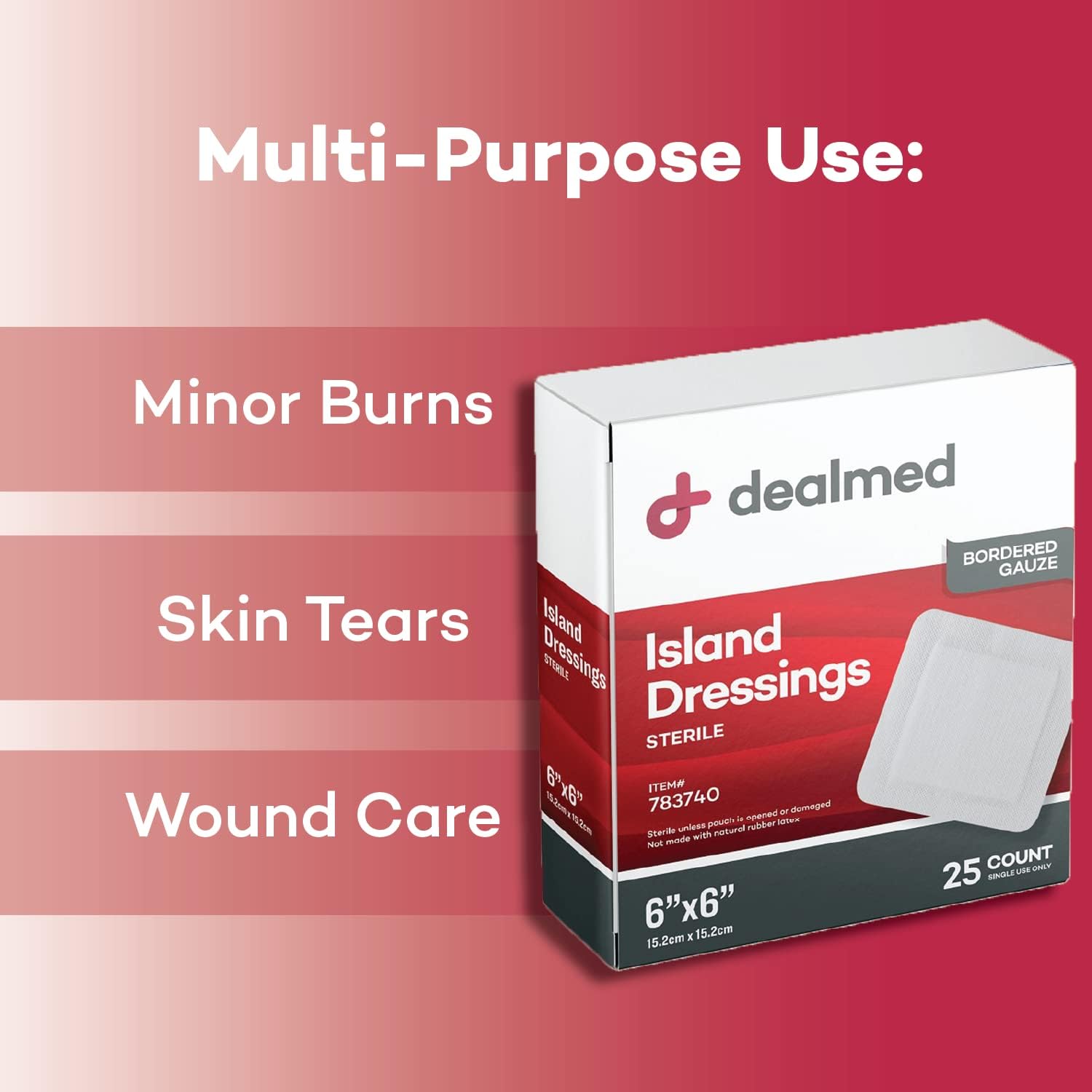 Dealmed Sterile Bordered Gauze Island Dressings – 150 Count, 6" x 6" Gauze Pads, Disposable, Latex-Free, Adhesive Borders with Non-Stick Pads, Wound Dressing for First Aid Kit and Medical Facilities : Health & Household