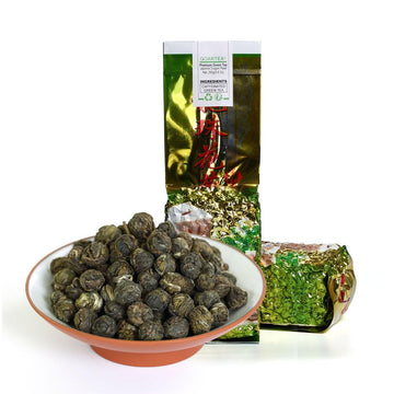 Goartea 250G / 8.8Oz Premium Grade Jasmine Pearl Tea Jasmine Tea Loose Leaf Jasmine Green Tea Chinese Jasmine Dragon Pearls Tea