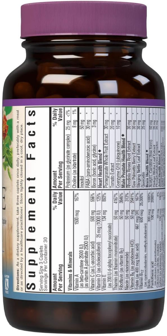 Bluebonnet Nutrition Age-Less Choice Whole Food-Based Multiple For Men 50+ Caplets, 90 Count
