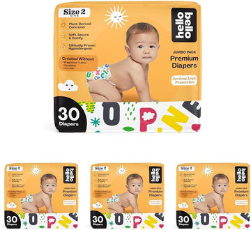 Hello Bello Premium Baby Diapers Size 2 I 30 Count Of Disposable, Extra-Absorbent, Hypoallergenic Baby Diapers With Snug And Comfort Fit I Alphabet Soup (Pack Of 4)
