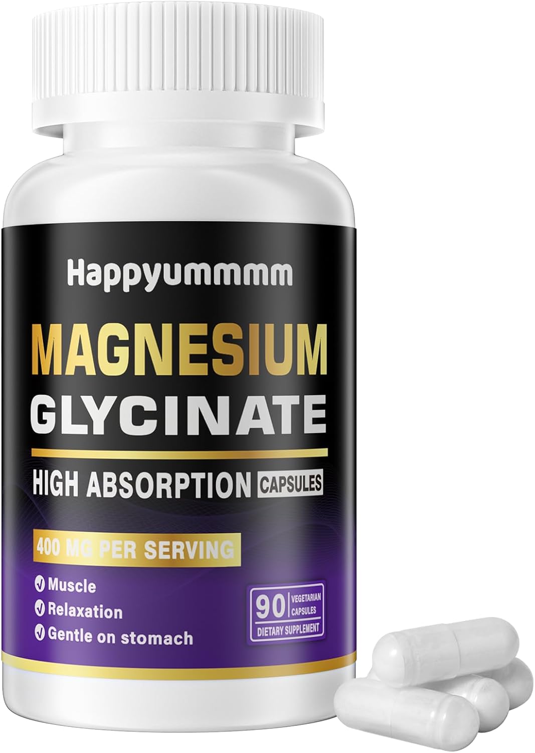 Magnesium Glycinate 400 Mg Per Serving 100% Chelated For High Absorption, Gentle On Stomach, Non-Gmo, 180 Vegetarian Capsules