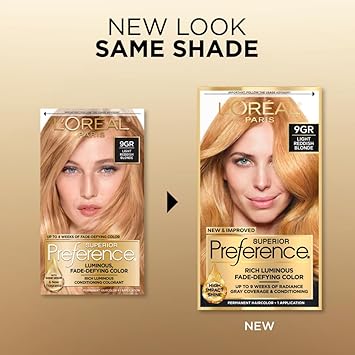 L'Oreal Paris Superior Preference Fade-Defying + Shine Permanent Hair Color, 9Gr Light Golden Reddish Blonde, Pack Of 1, Hair Dye