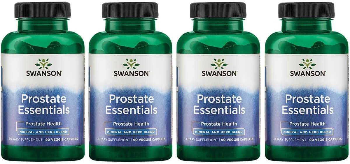 Swanson Prostate Essentials - Mineral And Herbal Supplement Promoting Prostate Health Support - Zinc Andsaw Palmetto Formula Aiding Urinary Tract Flow And Bladder Control -(90 Veggie Capsules) 4 Pack