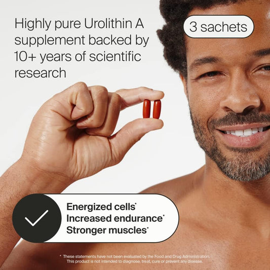 Mitopure - Urolithin A 500mg [6 Softgel Capsules] Mitochondria Energy Supplement - First Patented, Clinically Tested Urolithin A, 6X More Potent Than Diet Alone - 3 Day Sample