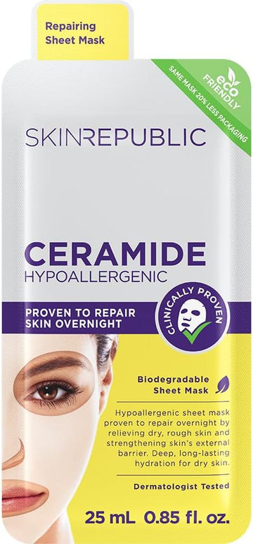Skin Republic Ceramide Rejuvenating Sheet Face Mask | Helps Replenish Moisture | Repairs Dry Skin | Improves Skin’S External Barrier | Made In Korea (Pack Of 1)
