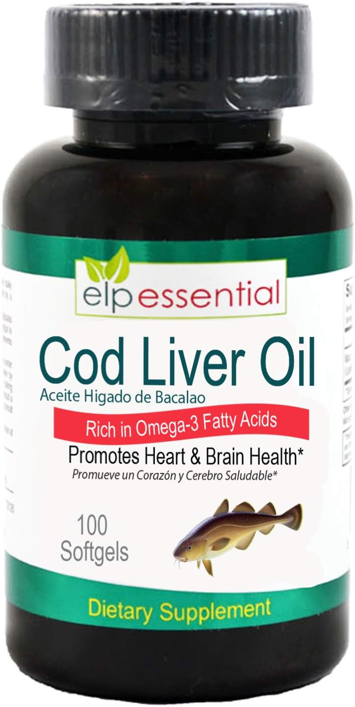 Cod Liver Oil 100 Softgels Aceite De Higado De Bacalao Capsules 100'S