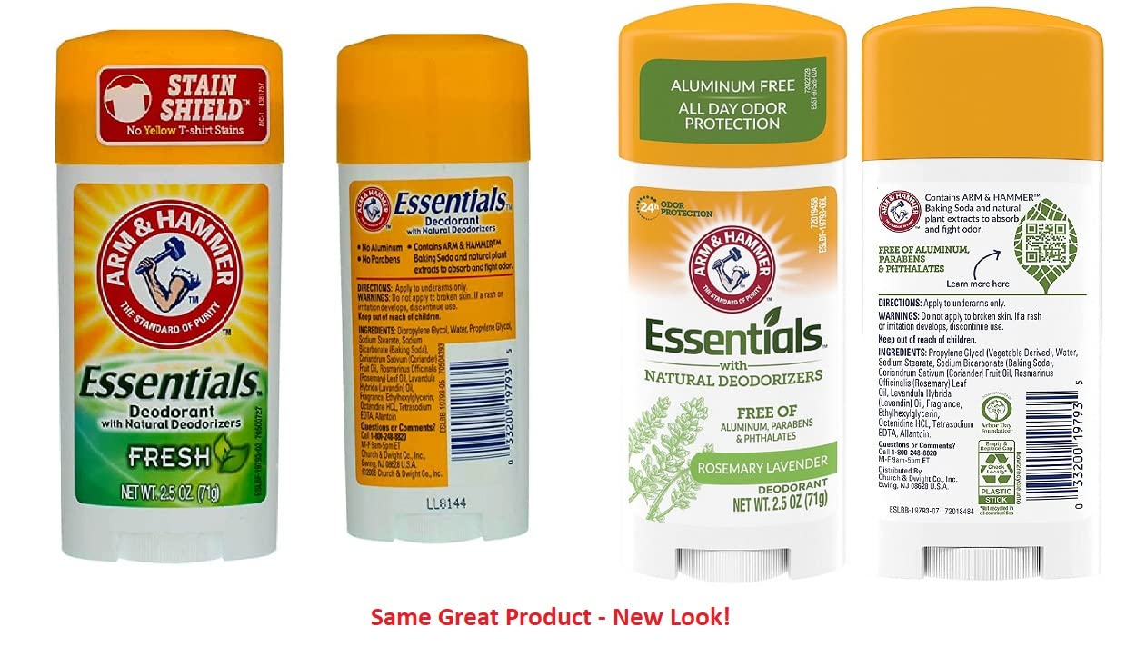 ARM & HAMMER Essentials Deodorant Fresh Rosemary Lavender 2.50 oz (Pack of 3) : Beauty & Personal Care