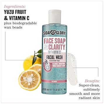 Soap & Glory Gentle Exfoliating Face Wash & Vitamin C Cleanser - 3-In-1 Exfoliator, Makeup Remover & Hydrating Facial Cleanser For Clean, Smooth & Radiant Skin For All Skin Types (350Ml)