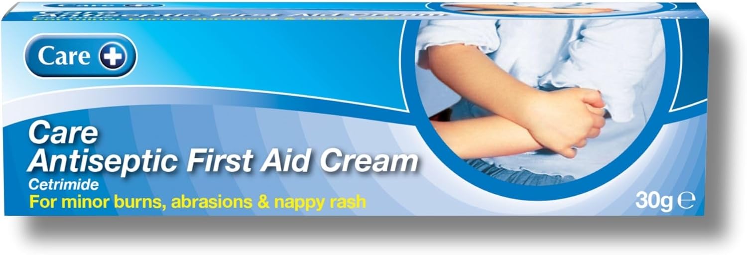 Care Antiseptic First Aid Cream, For Minor Burns, Abrasions And Nappy Rash, Suitable For All, Contains Cetrimide 0.5%, 30G Cream