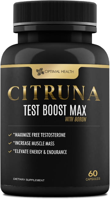 Test Boost Max With Boron By Optimal Health - Natural Testosterone Supplement - Boost Stamina, Endurance, Strength & Vitality - 60 Capsules
