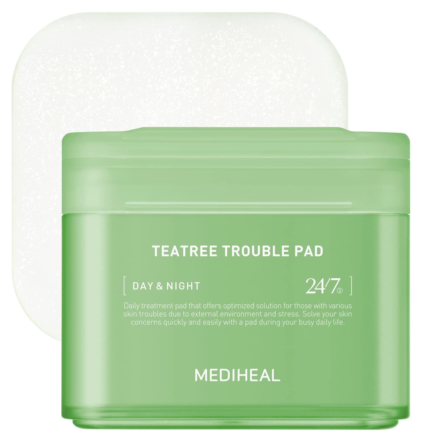 Mediheal Teatree Trouble Facial Toner Pads With Tea Tree & Lactobacillus - Soothing Cotton Pads For Sensitive & Acne Prone Skin - Vegan Face Gauze, 100 Pads