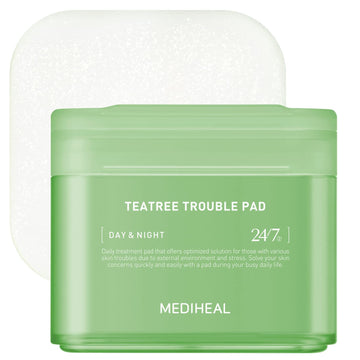 Mediheal Teatree Trouble Facial Toner Pads With Tea Tree & Lactobacillus - Soothing Cotton Pads For Sensitive & Acne Prone Skin - Vegan Face Gauze, 100 Pads