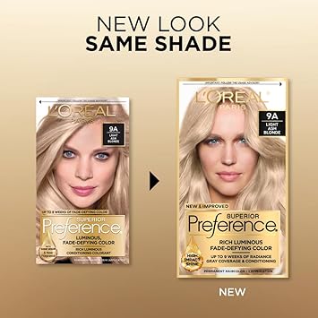 L'Oreal Paris Superior Preference Fade-Defying + Shine Permanent Hair Color, 9A Light Ash Blonde, Pack Of 1, Hair Dye