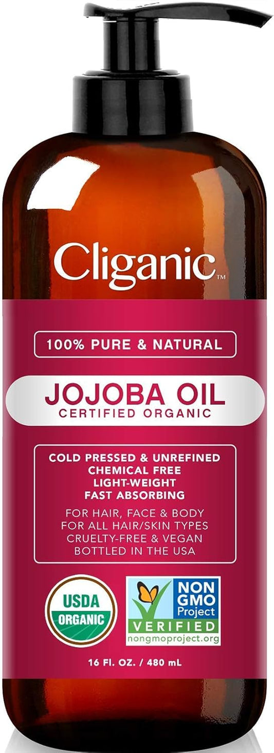 Cliganic Organic Bulk Carrier Oil Trio - Jojoba, Argan & Castor (16Oz Each)
