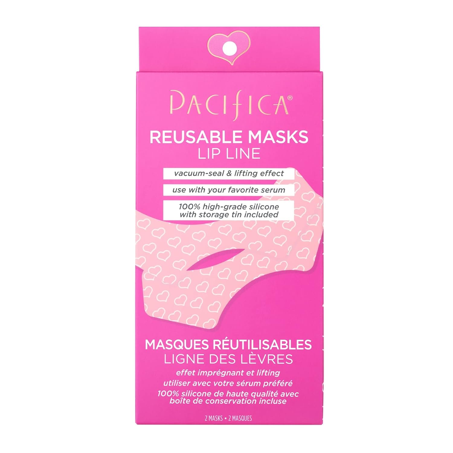 Pacifica Beauty | Reusable Lip Line Mask | 100% Silicone | Vacuum Seal & Lifting Effect | Minimize Fine Lines + Wrinkles | Pair with Serum | Storage Tin Included | Vegan + Cruelty Free