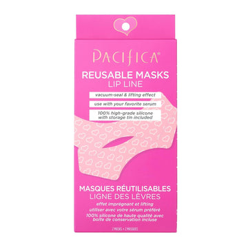 Pacifica Beauty | Reusable Lip Line Mask | 100% Silicone | Vacuum Seal & Lifting Effect | Minimize Fine Lines + Wrinkles | Pair with Serum | Storage Tin Included | Vegan + Cruelty Free