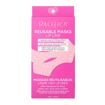 Pacifica Beauty | Reusable Lip Line Mask | 100% Silicone | Vacuum Seal & Lifting Effect | Minimize Fine Lines + Wrinkles | Pair With Serum | Storage Tin Included | Vegan + Cruelty Free