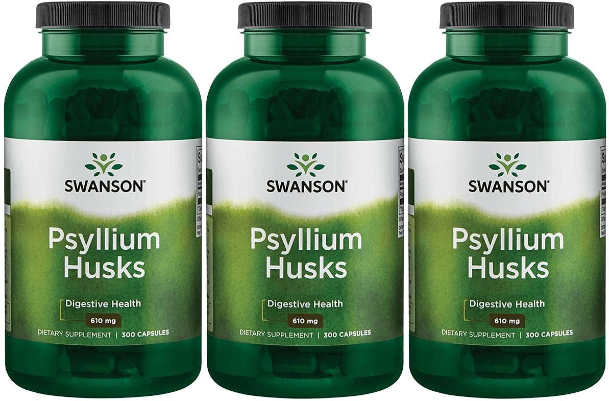Swanson Psyllium Husk Dietary Fiber Supplement 610 Mg 300 Capsules - 3 Pack