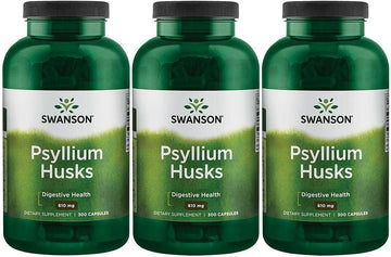 Swanson Psyllium Husk Dietary Fiber Supplement 610 Mg 300 Capsules - 3 Pack