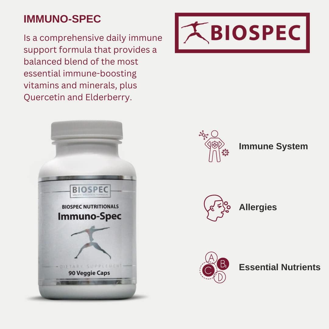 Immuno-Spec – Daily Immune Support W/Essential Vitamins And Minerals - Quercetin, Elderberry, And Bromelain