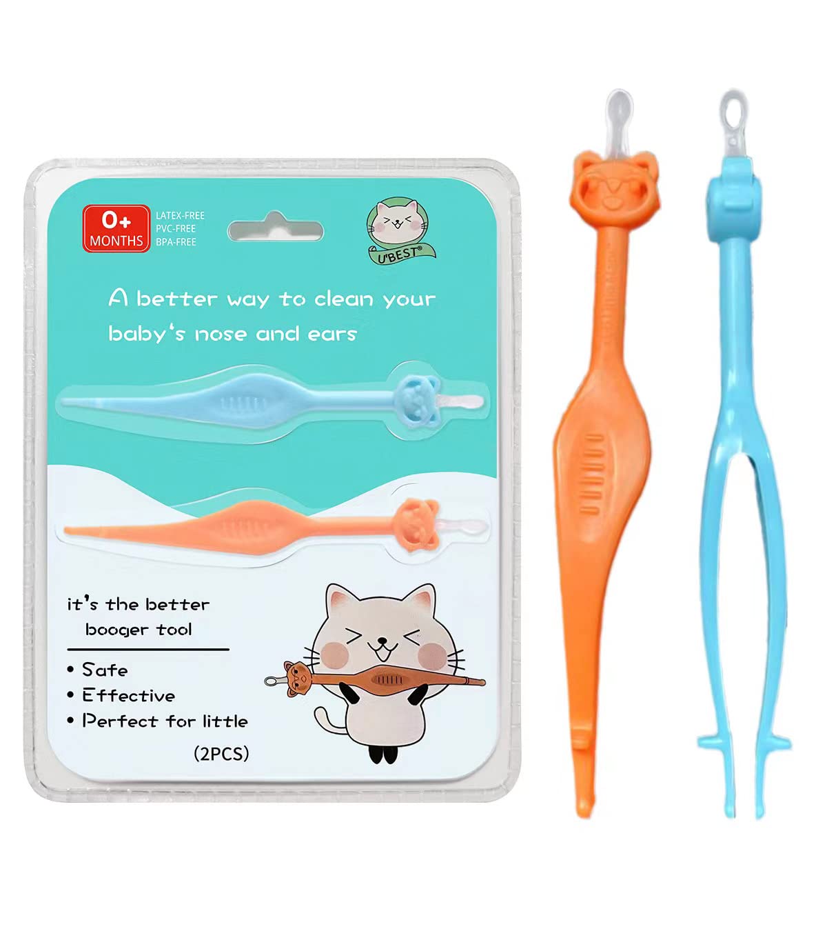 Two Pack 3 in 1 Baby Nose and Ear Gadget, Safe Baby Booger Remover, Nose Cleaning Tweezers, Nose Cleaner for Baby Infants and Toddlers, Dual Earwax and Snot Removal Baby Must Have Items