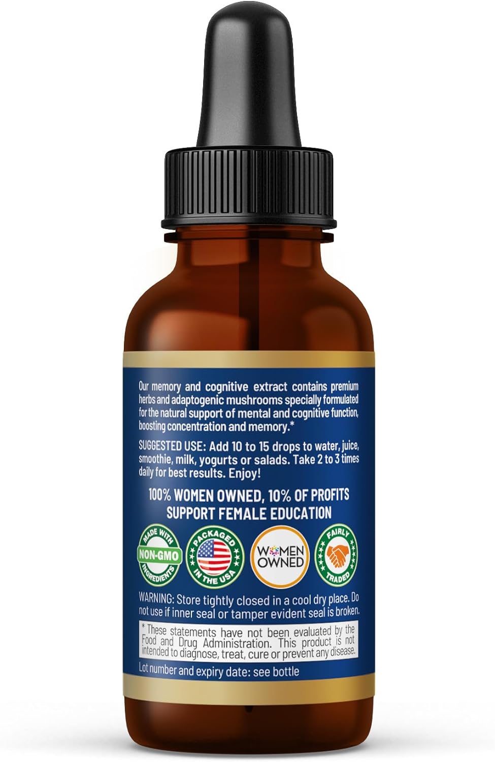 Herbal Goodness Memory and Cognition Liquid Extract 1oz - Memory and Clarity Support, Immune Support, Performance Support, Energy Boost - Organic, Natural : Health & Household