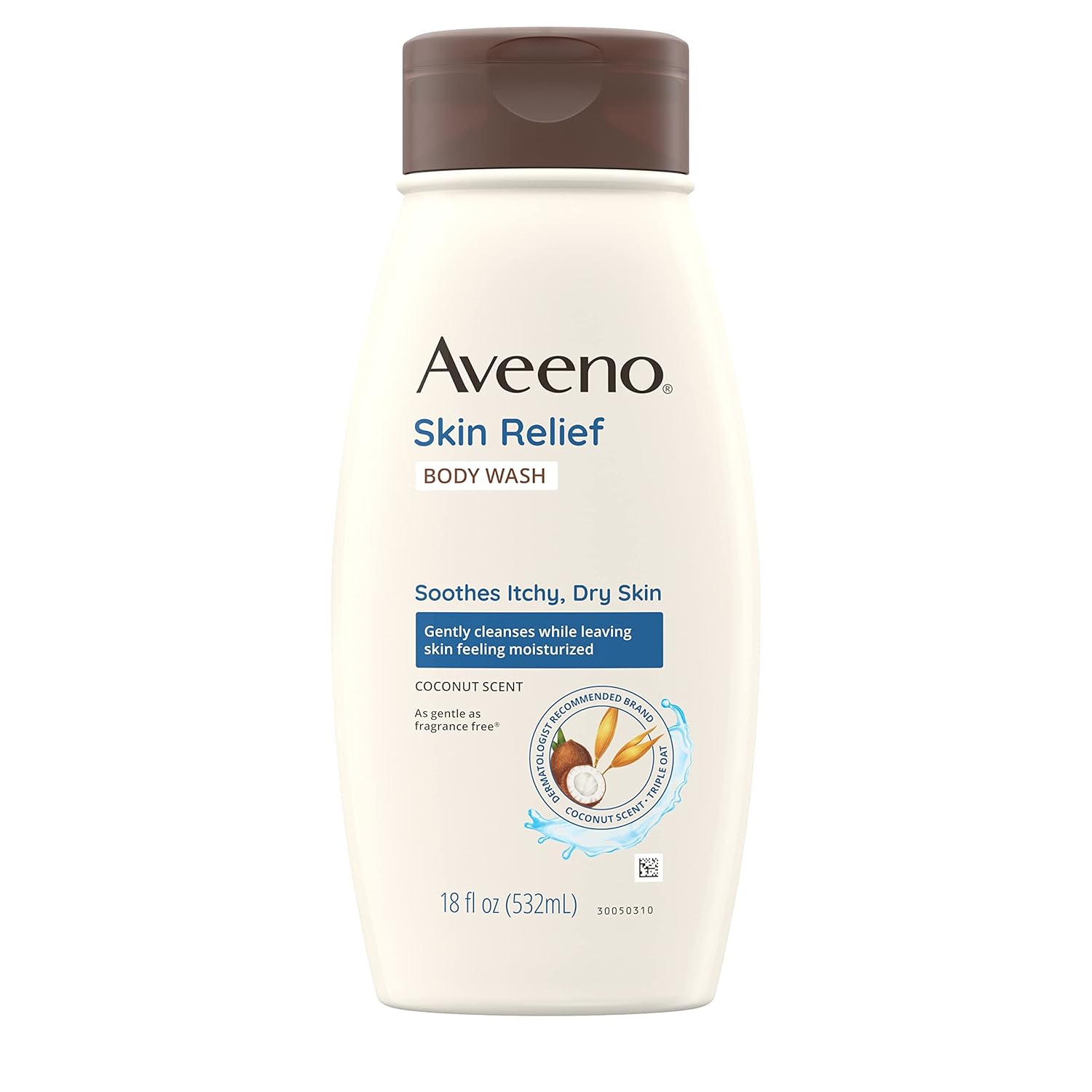 Aveeno Skin Relief Body Wash With A Gentle Coconut Scent & Soothing Triple Oat, Cleanser For Sensitive Skin Leaves Itchy, Dry Skin Soothed & Feeling Moisturized, Sulfate-Free, 18 Fl. Oz