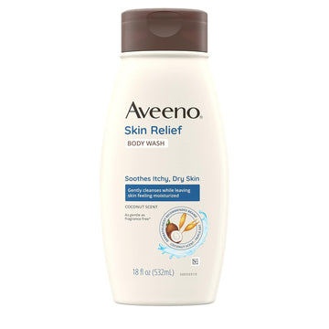 Aveeno Skin Relief Body Wash With A Gentle Coconut Scent & Soothing Triple Oat, Cleanser For Sensitive Skin Leaves Itchy, Dry Skin Soothed & Feeling Moisturized, Sulfate-Free, 18 Fl. Oz