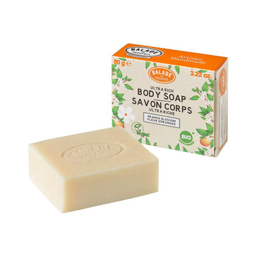 Handmade Organic Hand Soap Bar, Orange Flower - Nourishing Shea Butter Formula For Soothing Skin Protection, Zero Waste, No Sulfates, Vegan Certified, 3.22 Oz