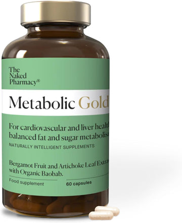 The Naked Pharmacy | Metabolic Gold | Blood Pressure & Cholesterol Lowering | Liver Support | Citrus Bergamot, Artichoke Extract & Baobab | No Additives | Vegan | 60 Capsules