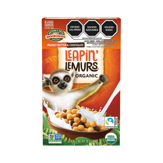 EnviroKidz Leapin’ Lemurs Peanut Butter & Chocolate Organic Cereal,10 Oz Box,Gluten Free