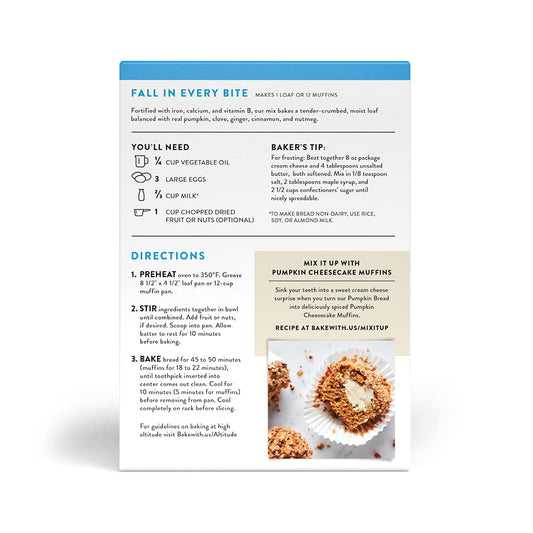 King Arthur, Gluten Free Pumpkin Bread + Muffin Mix, Gluten-Free, Non-Gmo Project Verified, Certified Kosher, 12 Ounces